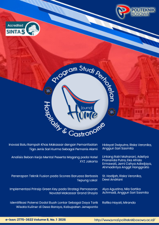 					View Vol. 8 No. 1 (2026): HOME: Hospitality and Gastronomy Research Journal
				